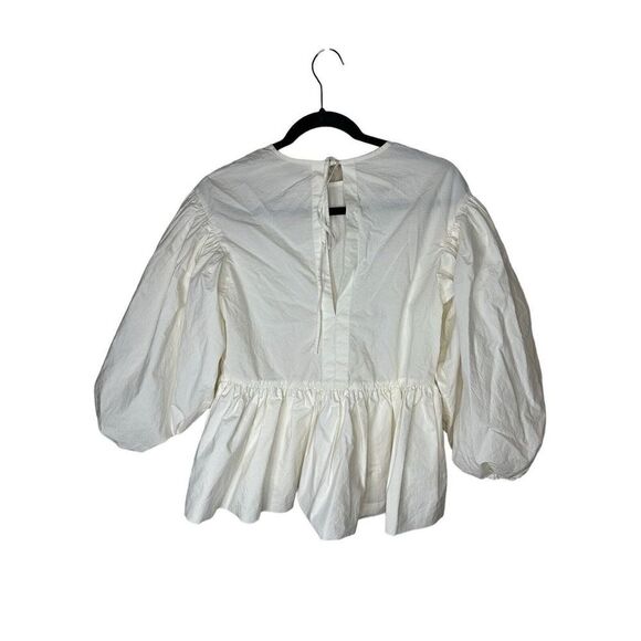 H&M-Conscious-Exclusive- Balloon Sleeves Peplum top off-white sz XS - Picture 5 of 11